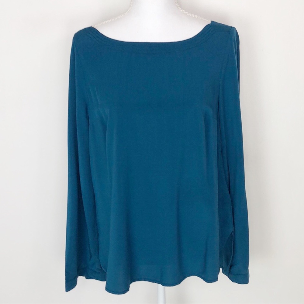 NWT Anthropologie Maeve Teal Long Sleeve Blouse